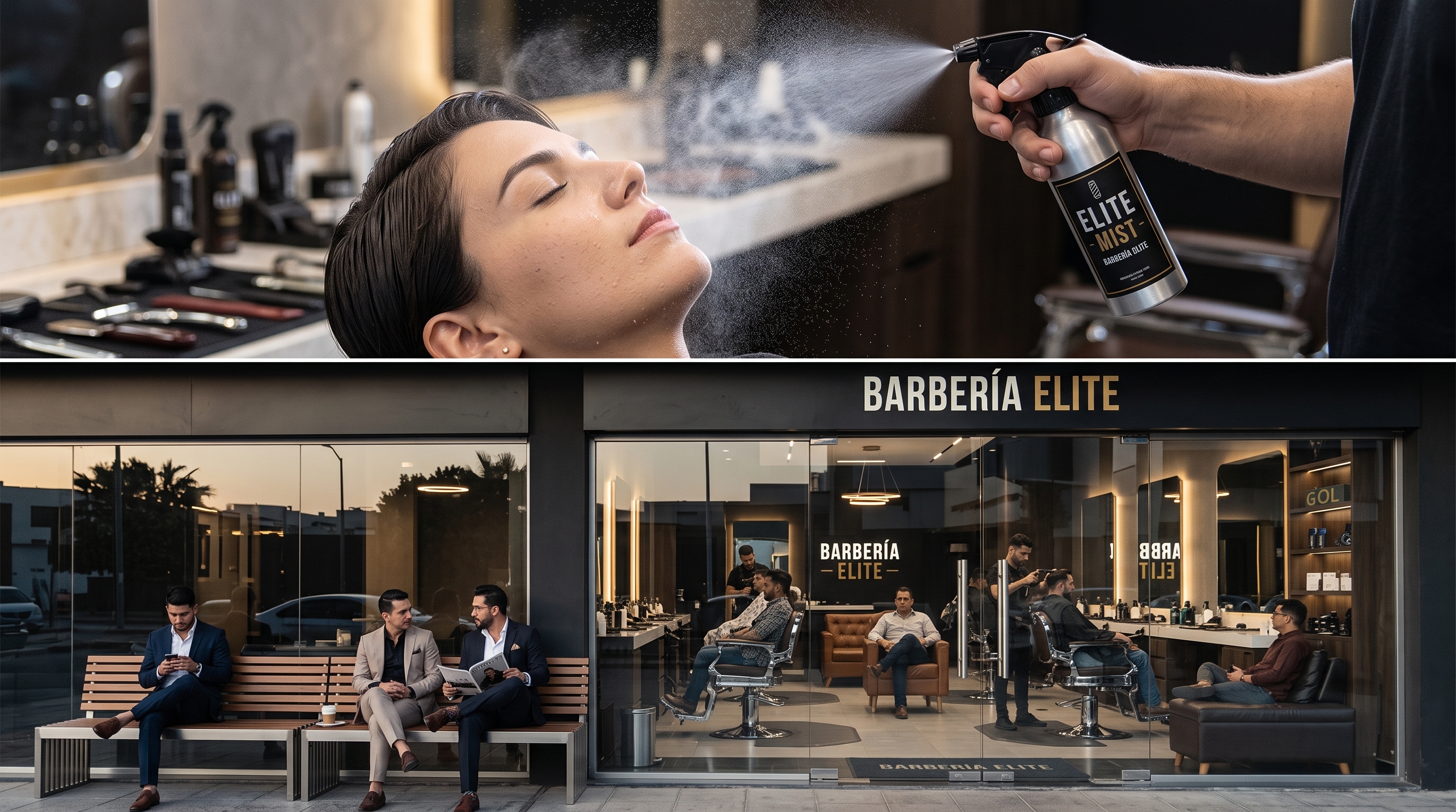 Fachada exterior y vitrina de Barbería Elite en Bogotá Colombia